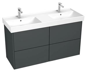 LAUFEN FIORA skříňka pod dvojumyvadlo 126x45,3x67,4 cm, 4 zásuvky, Push-open, lesklá šedá