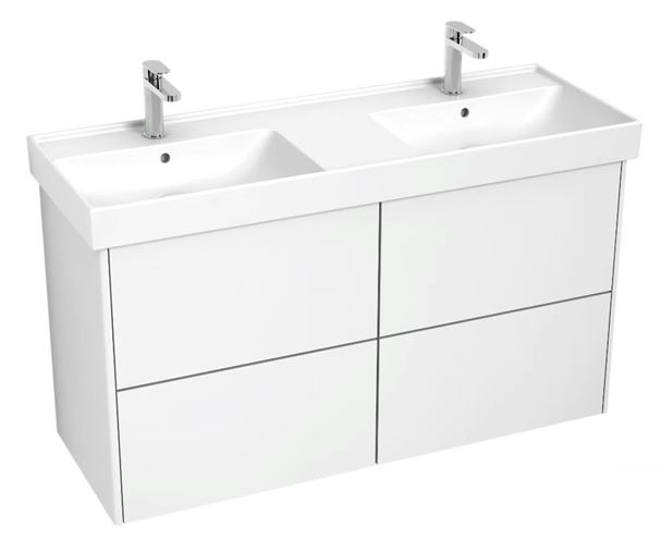 LAUFEN FIORA skříňka pod dvojumyvadlo 126x45,3x67,4 cm, 4 zásuvky, Push-open, lesklá bílá H40F9966015001 Obrázek - Hlavní obrázek