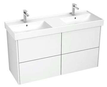 LAUFEN FIORA skříňka pod dvojumyvadlo 126x45,3x67,4 cm, 4 zásuvky, Push-open, lesklá bílá