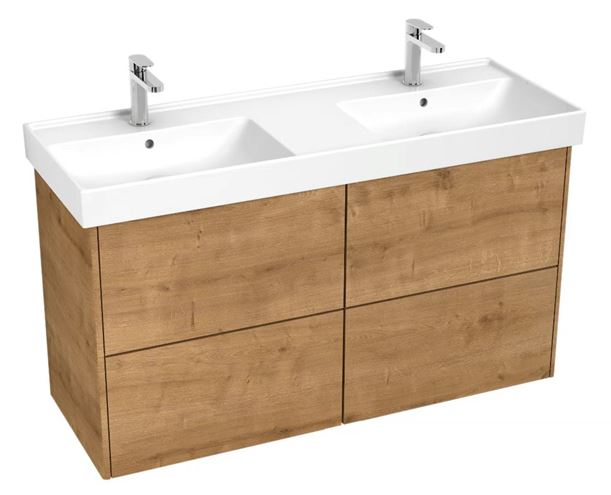LAUFEN FIORA skříňka pod dvojumyvadlo 126x45,3x67,4 cm, 4 zásuvky, Push-open, dub H40F9966015351 Obrázek - Hlavní obrázek