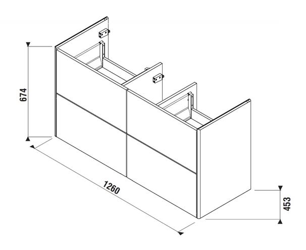 LAUFEN FIORA skříňka pod dvojumyvadlo 126x45,3x67,4 cm, 4 zásuvky, Push-open, dub H40F9966015351 Obrázek - fotka