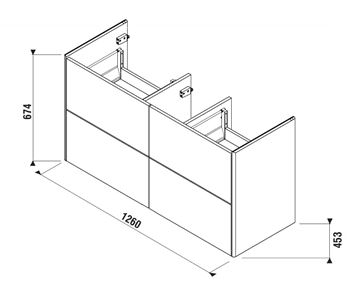 LAUFEN FIORA skříňka pod dvojumyvadlo 126x45,3x67,4 cm, 4 zásuvky, Push-open, dub H40F9966015351 Obrázek - fotka