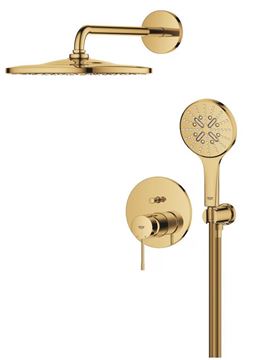 GROHE ESSENCE NEW sprchový set s podomítkovou baterií, horní sprcha, ruční sprcha se 3 proudy, hadice, držák, cool sunrise 25287GL0 Obrázek - fotka