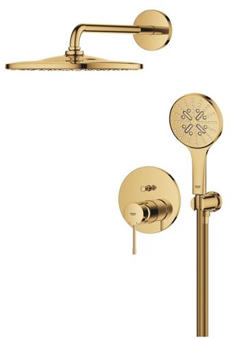 GROHE ESSENCE NEW sprchový set s podomítkovou baterií, horní sprcha, ruční sprcha se 3 proudy, hadice, držák, cool sunrise 25287GL0 Obrázek - fotka
