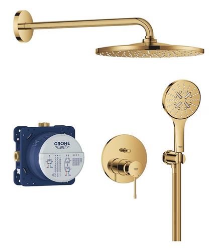 GROHE ESSENCE NEW sprchový set s podomítkovou baterií, horní sprcha, ruční sprcha se 3 proudy, hadice, držák, cool sunrise 25287GL0 Obrázek - Hlavní obrázek