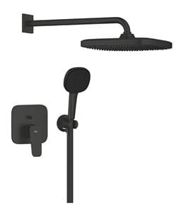 GROHE CUBEO sprchový set s podomítkovou baterií, horní sprcha, ruční sprcha se 3 proudy, hadice, držák, matte black
