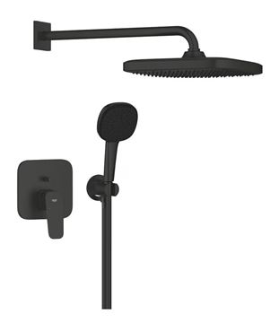 GROHE CUBEO sprchový set s podomítkovou baterií, horní sprcha, ruční sprcha se 3 proudy, hadice, držák, matte black