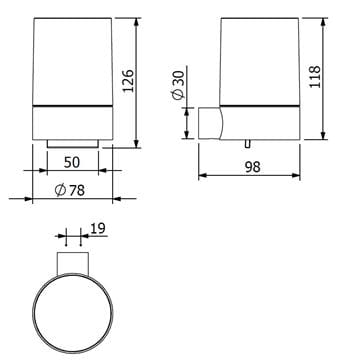 KLUDI VELA R dávkovač tekutého mýdla 150 ml, nástěnný, sklo, kartáčovaný gun metal 58976N2 Technický nákres
