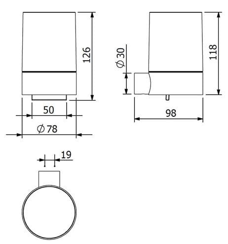 KLUDI VELA R dávkovač tekutého mýdla 150 ml, nástěnný, sklo, kartáčovaný gun metal 58976N2 Technický nákres