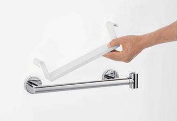 HANSGROHE UNICA madlo k vaně 395 mm, s držákem ruční sprchy a poličkou, chrom/bílá 26328400 Obrázek - fotka