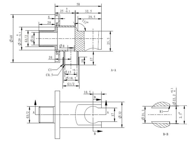 CONCEPT 300 držák ruční sprchy s připojením na vodu, chrom PM10051/CH Technický nákres