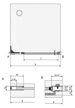 ROTH PASTEL PL PIF/800 sprchové dveře 80/200 cm, lítací, shiny gold/sklo transparent PL PIF 080200 8PE Technický nákres