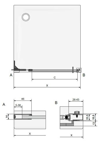 ROTH PASTEL PL PIF/800 sprchové dveře 80/200 cm, lítací, shiny gold/sklo transparent PL PIF 080200 8PE Technický nákres