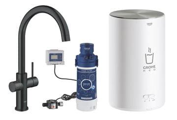 GROHE RED DUO dřezová elektronická baterie, s ohřevem, velikost M, GROHE ChildLock, napájení ze sítě, velvet black