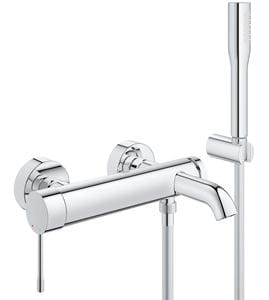 GROHE ESSENCE NEW vanová nástěnná baterie, s přepínačem, se sprchovou soupravou, chrom