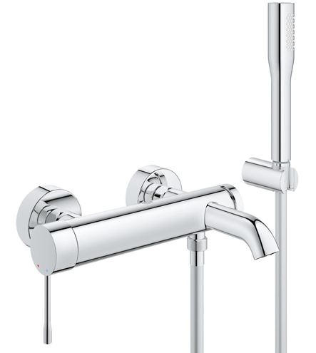 GROHE ESSENCE NEW vanová nástěnná baterie, s přepínačem, se sprchovou soupravou, chrom 33628001 Obrázek - Hlavní obrázek