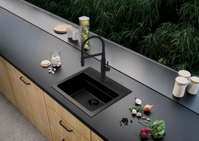 ALVEUS ATROX 30 BLACK EDITION granitový dřez 590x500 mm, otvor pro baterii, černá 1149207 Obrázek - fotka