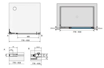 ROTH PASTEL PL PIF/800 sprchové dveře 80/200 cm, lítací, shiny gold/sklo transparent PL PIF 080200 8PE Technický nákres