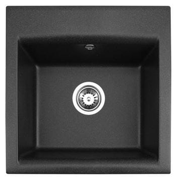 ALVEUS GEM 10 granitový dřez 500x500 mm, bez otvoru pro baterii, černá