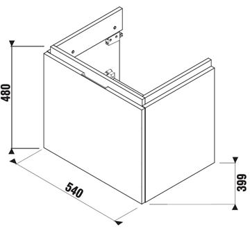 JIKA CUBITO PURE skříňka pod umyvadlo 54x39,9x48 cm, 1 zásuvka, Push-open, lesklá bílá H40J4223015001 Technický nákres