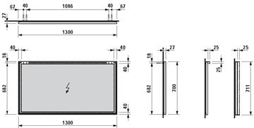 LAUFEN FRAME 25 zrcadlo 130x70 cm H4474089001441 Technický nákres
