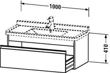 DURAVIT KETHO skříňka pod umyvadlo 100x45,5x41 cm, 1 zásuvka, Graphit matt KT666504949 Technický nákres