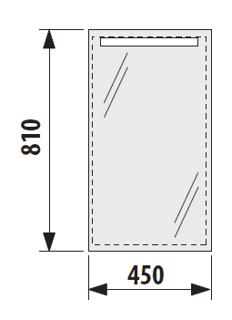 JIKA CLEAR zrcadlo 45x81 cm, s osvětlením H4557051731441 Technický nákres