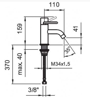 LAUFEN TWINPRIME umyvadlová stojánková baterie, s odtokovou soupravou, chrom H3113210041011 Technický nákres
