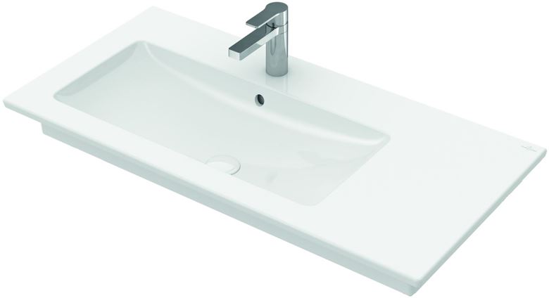 VILLEROY & BOCH VERITY LINE umyvadlo 100 cm, s otvorem pro baterii a přepadem, CeramicPlus, alpská bílá 4A14L1R1 Obrázek - fotka