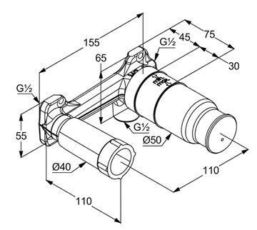 CONCEPT 200 podomítkové těleso DN15 38242-24 Technický nákres