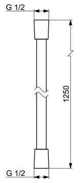 HANSA sprchová hadice 1250 mm, hladká, s ochranou proti překroucení, broušený bronz 290029-81 Technický nákres