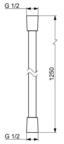 HANSA sprchová hadice 1250 mm, hladká, s ochranou proti překroucení, broušený bronz 290029-81 Technický nákres