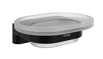RAVAK CHROME II CR II 200.20BLM mýdlenka, nástěnná, sklo, matná černá