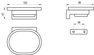 RAVAK CHROME II CR II 200.20BLM mýdlenka, nástěnná, sklo, matná černá X07P1375 Technický nákres