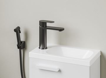 RAVAK CHROME II CR II 112.20BL umyvadlová stojánková baterie, s bidetovou sprškou, kartáčovaný grafit X070661 Obrázek - fotka