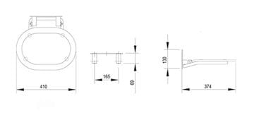 RAVAK sedátko do sprchy, sklopné, černá/clear B8F0000065 Technický nákres