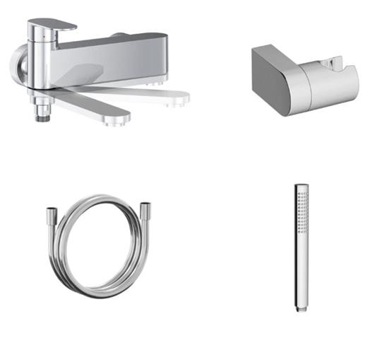 RAVAK CHROME II CR II 022.00CR vanová nástěnná baterie, s přepínačem, se sprchovou soupravou, lesklý chrom X07S119 Obrázek - Hlavní obrázek