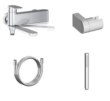 RAVAK CHROME II CR II 022.00CR vanová nástěnná baterie, s přepínačem, se sprchovou soupravou, lesklý chrom