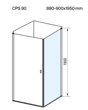 RAVAK CHROME CPS 90 boční stěna 90x195 cm, černá/čiré sklo 9QV70300Z1 Technický nákres
