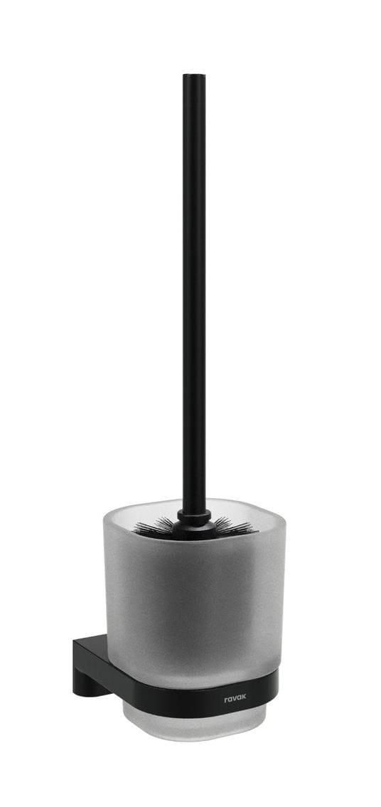 RAVAK CHROME II CR II 410.20BLM WC štětka, nástěnná, sklo, matná černá
