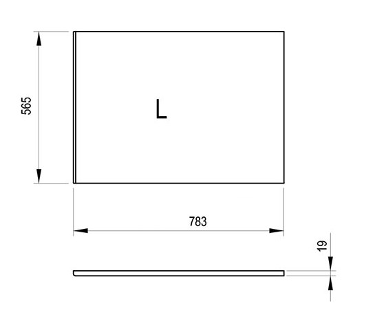 RAVAK boční panel k vaně 78,3x56,5 cm, levý X000001062 Technický nákres