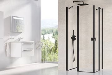 RAVAK CHROME CRV2 100 sprchové dveře 100x195 cm, lítací, černá/sklo transparent 1QVA0300Z1 Obrázek - fotka