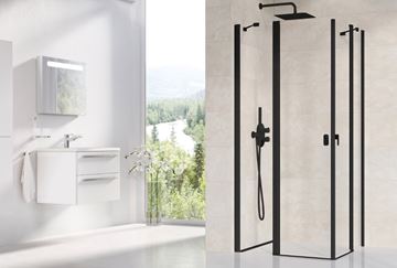 RAVAK CHROME CRV2 110 sprchové dveře 110x195 cm, lítací, černá/sklo transparent 1QVD0300Z1 Obrázek - fotka