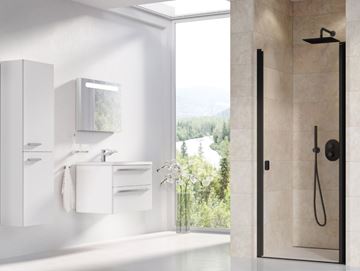 RAVAK CHROME CSD1 90 sprchové dveře 90x195 cm, lítací, černá/sklo transparent 0QV70300Z1 Obrázek - fotka