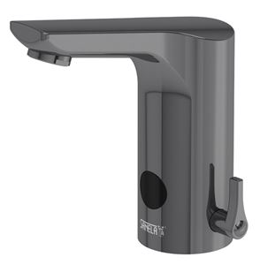 SANELA umyvadlová senzorová baterie s regulací teploty, napájení ze sítě, Bluetooth, metal grey