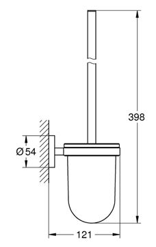 GROHE ESSENTIALS WC štětka, nástěnná, sklo, warm sunset 40374DA1 Technický nákres