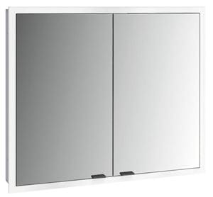 EMCO PRIME SLIM zrcadlová skříňka vestavná 80x70x14,4 cm, osvětlení s regulací stmívání a teploty světla, s vypínačem a el. zásuvkou, černá, zadní stěna zrcadlo