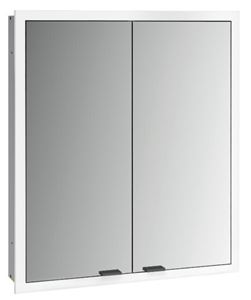 EMCO PRIME SLIM zrcadlová skříňka vestavná 60x70x14,4 cm, osvětlení s regulací stmívání a teploty světla, s vypínačem a el. zásuvkou, černá, zadní stěna zrcadlo
