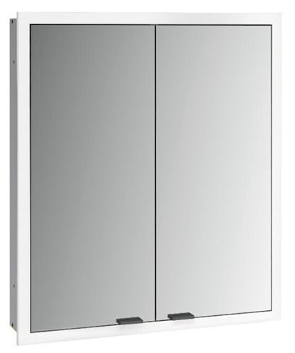 EMCO PRIME SLIM zrcadlová skříňka vestavná 60x70x14,4 cm, osvětlení s regulací stmívání a teploty světla, s vypínačem a el. zásuvkou, černá, zadní stěna bílé sklo 949713603 Obrázek - Hlavní obrázek