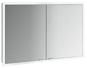 EMCO PRIME SLIM zrcadlová skříňka vestavná 100x70x14,4 cm, osvětlení s regulací stmívání a teploty světla, s vypínačem a el. zásuvkou, hliník, zadní stěna bílé sklo 